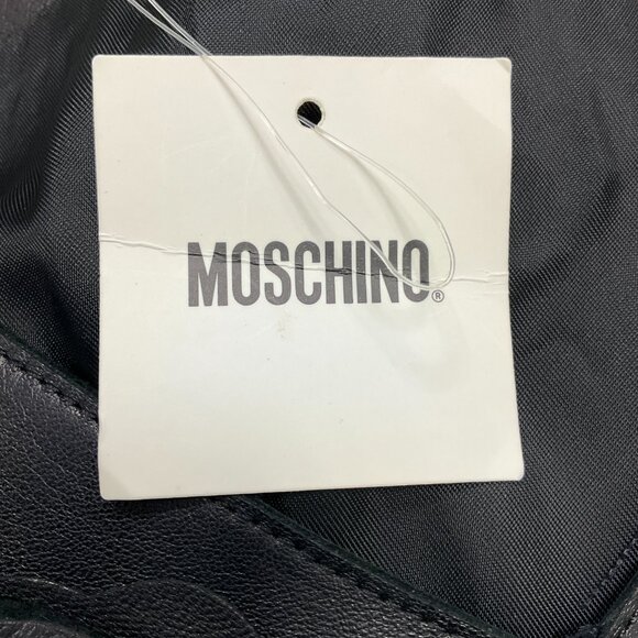 Moschino Black Floral Applique Sleeveless Leather Dress - Picture 5 of 5